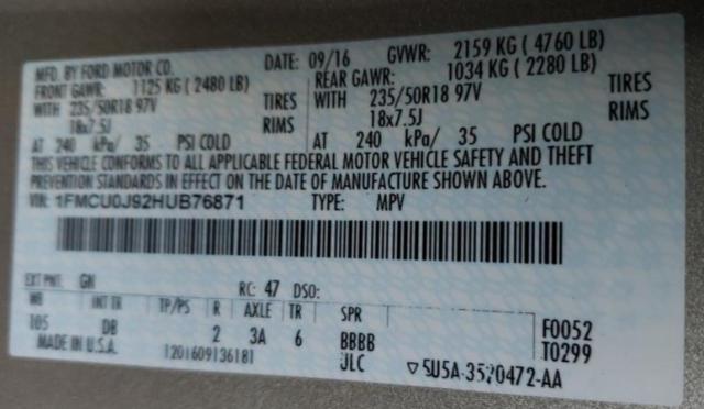 Photo 11 VIN: 1FMCU0J92HUB76871 - FORD ESCAPE 