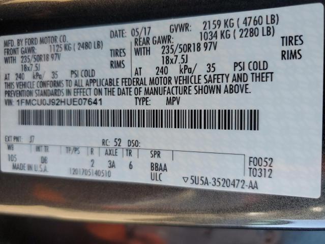 Photo 12 VIN: 1FMCU0J92HUE07641 - FORD ESCAPE TIT 