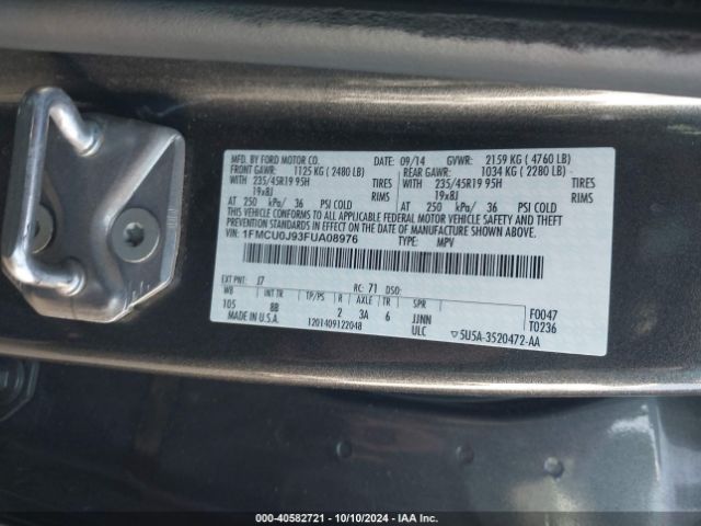 Photo 8 VIN: 1FMCU0J93FUA08976 - FORD ESCAPE 