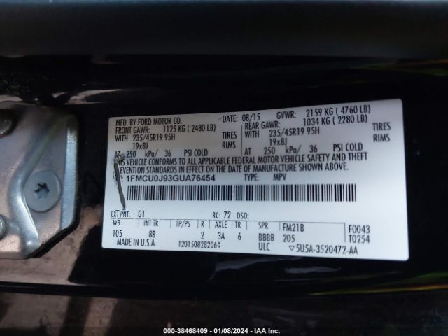 Photo 8 VIN: 1FMCU0J93GUA76454 - FORD ESCAPE 