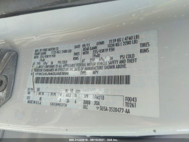 Photo 8 VIN: 1FMCU0J94GUA83896 - FORD ESCAPE 