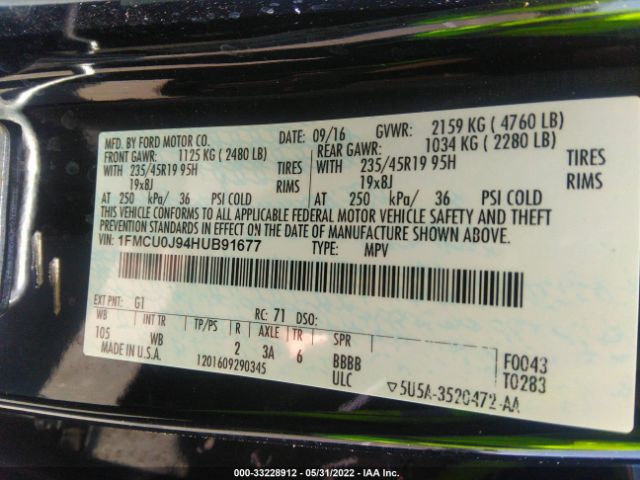 Photo 8 VIN: 1FMCU0J94HUB91677 - FORD ESCAPE 