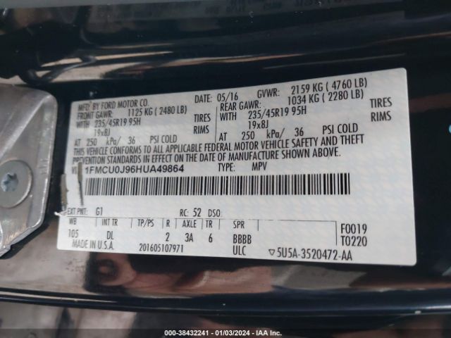 Photo 8 VIN: 1FMCU0J96HUA49864 - FORD ESCAPE 