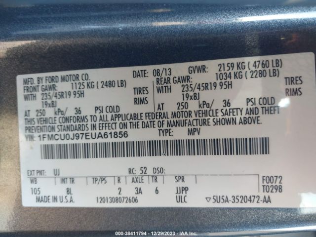 Photo 8 VIN: 1FMCU0J97EUA61856 - FORD ESCAPE 