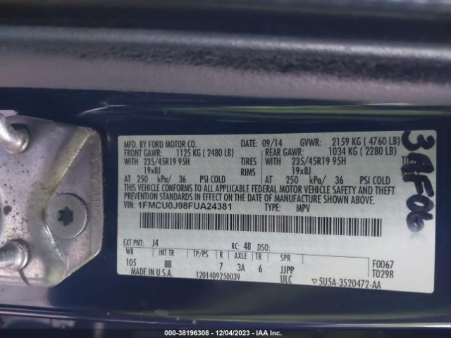 Photo 8 VIN: 1FMCU0J98FUA24381 - FORD ESCAPE 