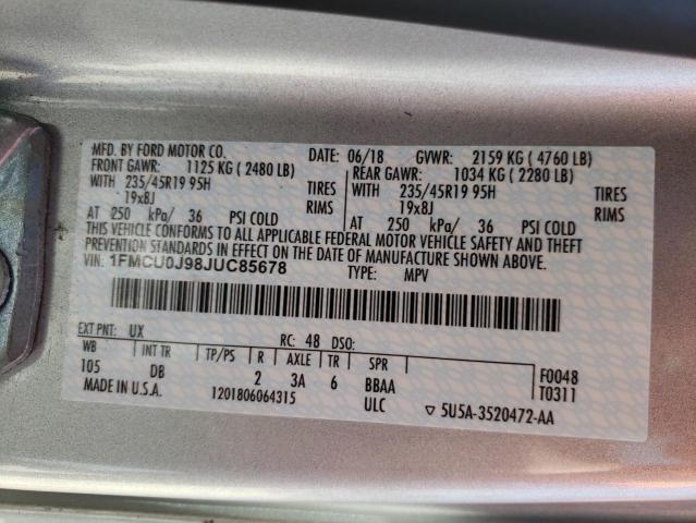 Photo 9 VIN: 1FMCU0J98JUC85678 - FORD ESCAPE TIT 