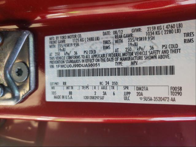 Photo 9 VIN: 1FMCU0J99DUA98051 - FORD ESCAPE TIT 