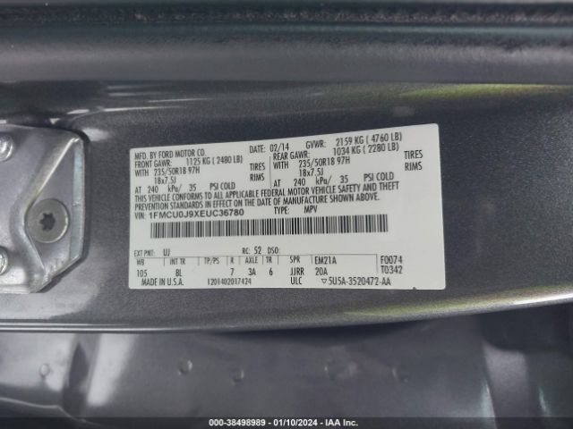 Photo 8 VIN: 1FMCU0J9XEUC36780 - FORD ESCAPE 