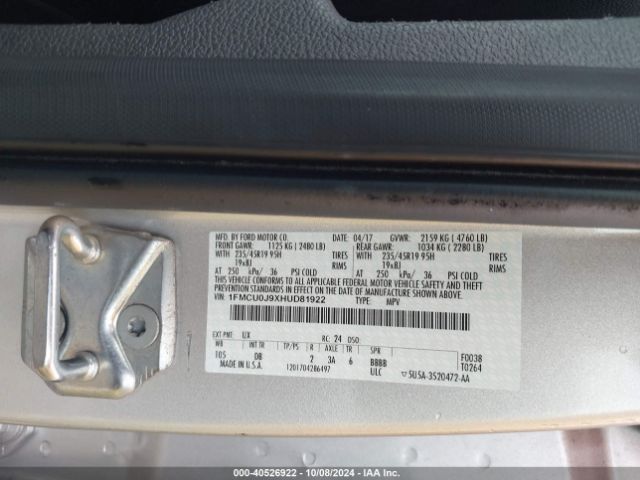 Photo 8 VIN: 1FMCU0J9XHUD81922 - FORD ESCAPE 