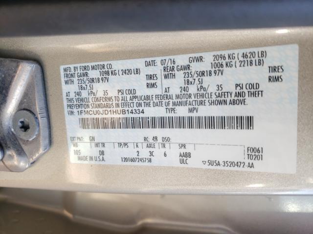 Photo 9 VIN: 1FMCU0JD1HUB14334 - FORD ESCAPE TIT 