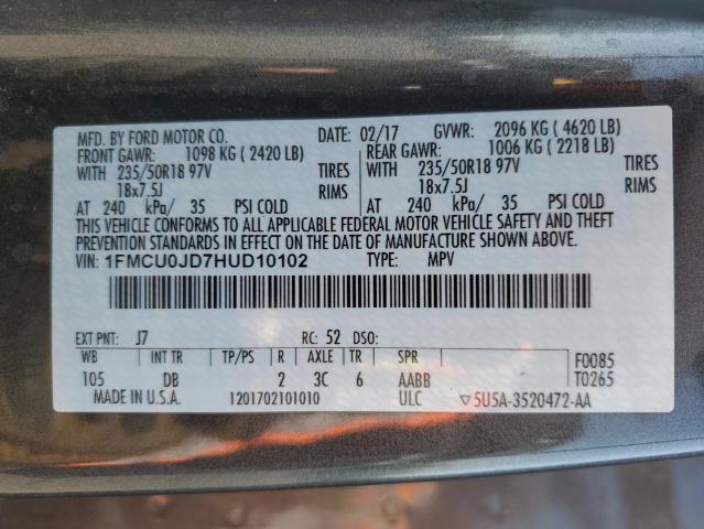 Photo 13 VIN: 1FMCU0JD7HUD10102 - FORD ESCAPE TIT 