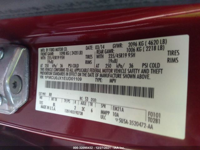 Photo 8 VIN: 1FMCU0JX1EUD01109 - FORD ESCAPE 