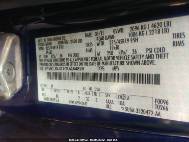 Photo 8 VIN: 1FMCU0JX1GUA84826 - FORD ESCAPE 