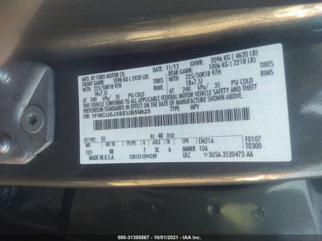 Photo 8 VIN: 1FMCU0JX6EUB59825 - FORD ESCAPE 