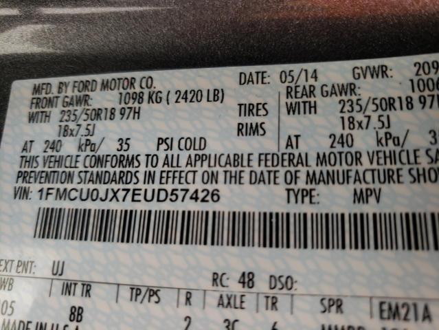 Photo 9 VIN: 1FMCU0JX7EUD57426 - FORD ESCAPE TIT 