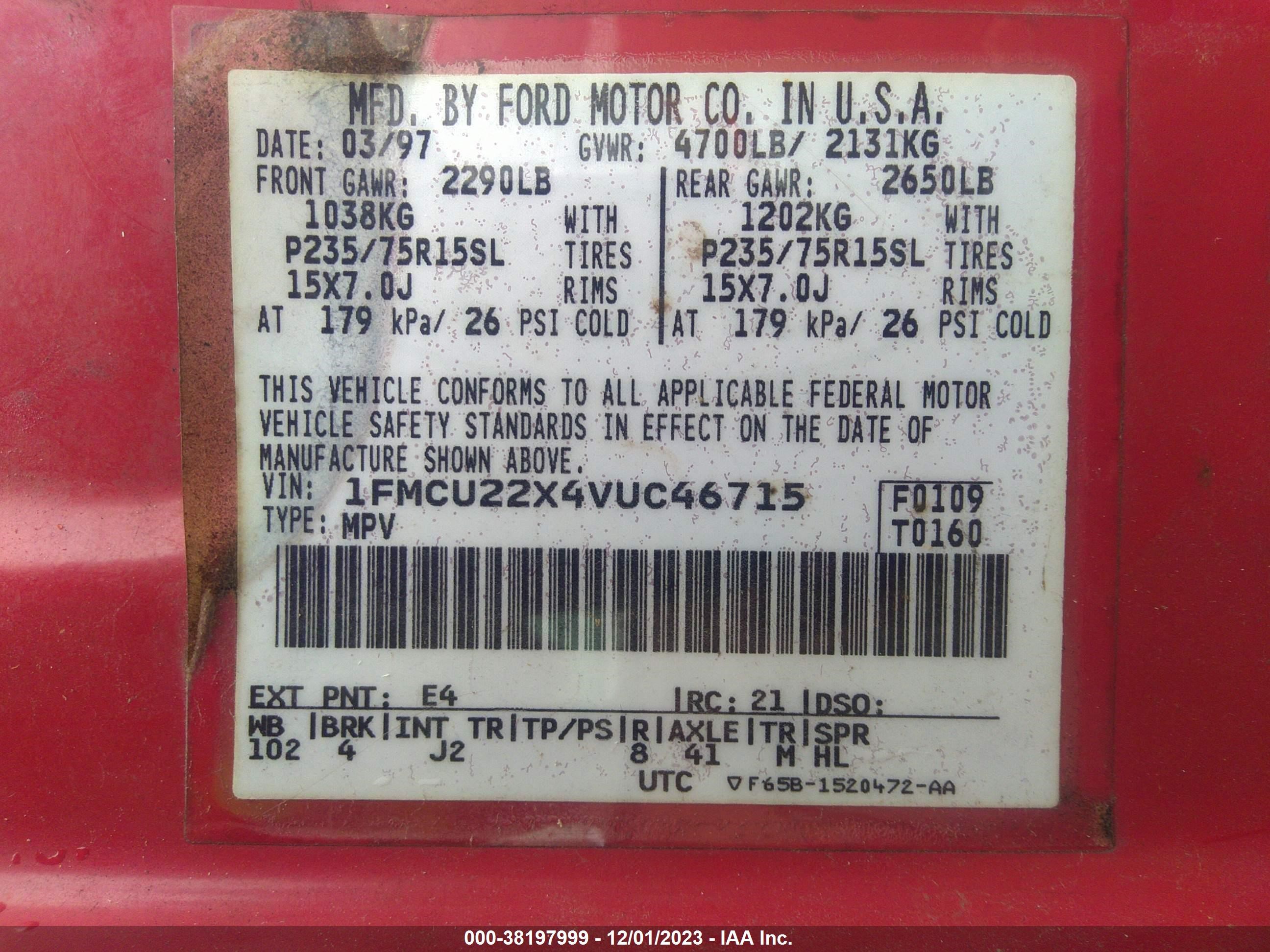 Photo 8 VIN: 1FMCU22X4VUC46715 - FORD EXPLORER 