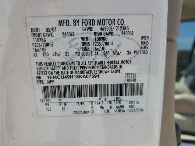 Photo 12 VIN: 1FMCU49H18KA67591 - FORD ESCAPE 