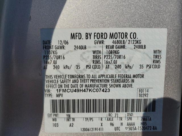 Photo 12 VIN: 1FMCU49H47KC07423 - FORD ESCAPE HEV 