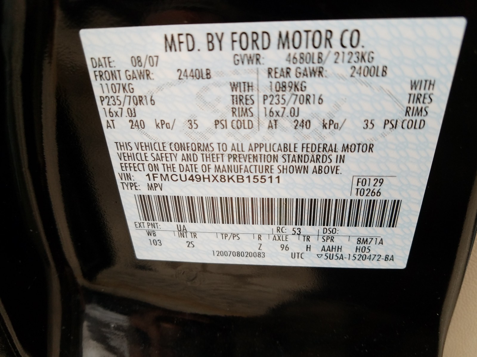 Photo 9 VIN: 1FMCU49HX8KB15511 - FORD ESCAPE HEV 