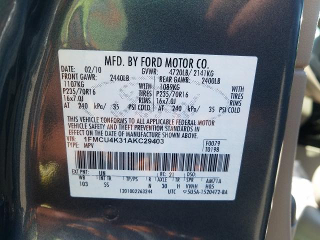 Photo 9 VIN: 1FMCU4K31AKC29403 - FORD ESCAPE HYB 