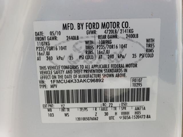 Photo 11 VIN: 1FMCU4K33AKC96892 - FORD ESCAPE HYB 