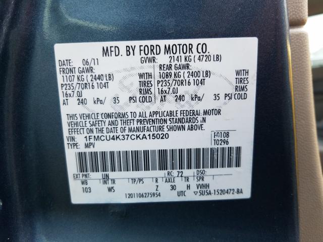 Photo 9 VIN: 1FMCU4K37CKA15020 - FORD ESCAPE HYB 