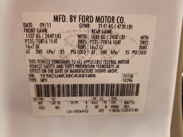 Photo 9 VIN: 1FMCU4K39CKA91466 - FORD ESCAPE HYB 