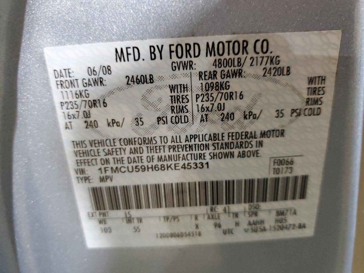 Photo 11 VIN: 1FMCU59H68KE45331 - FORD ESCAPE 