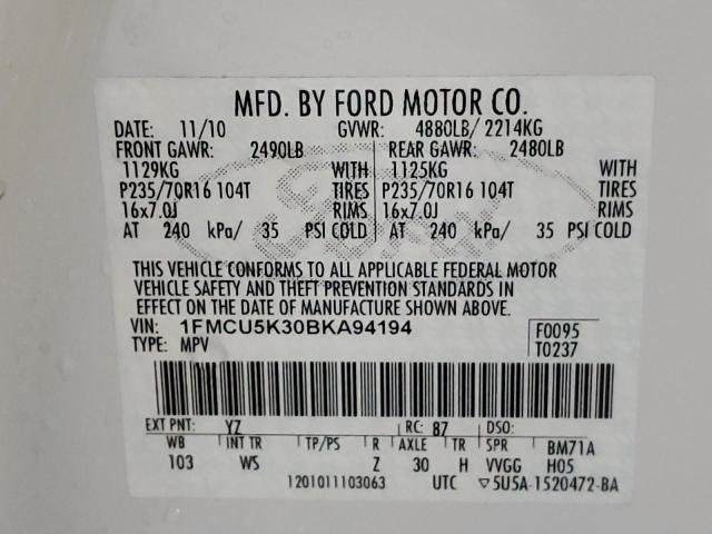 Photo 9 VIN: 1FMCU5K30BKA94194 - FORD ESCAPE HYB 