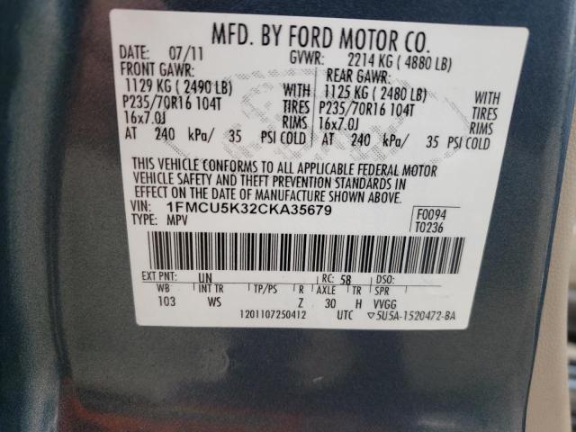 Photo 11 VIN: 1FMCU5K32CKA35679 - FORD ESCAPE 