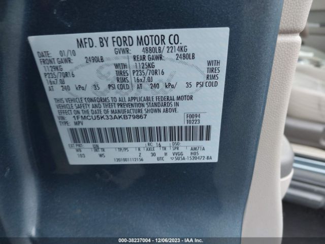 Photo 8 VIN: 1FMCU5K33AKB79867 - FORD ESCAPE HYBRID 