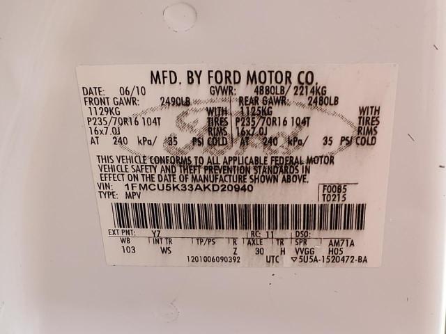 Photo 11 VIN: 1FMCU5K33AKD20940 - FORD ESCAPE 