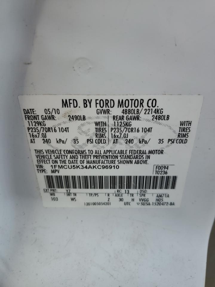 Photo 12 VIN: 1FMCU5K34AKC96910 - FORD ESCAPE 