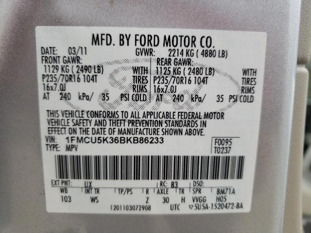 Photo 9 VIN: 1FMCU5K36BKB86233 - FORD ESCAPE HYB 