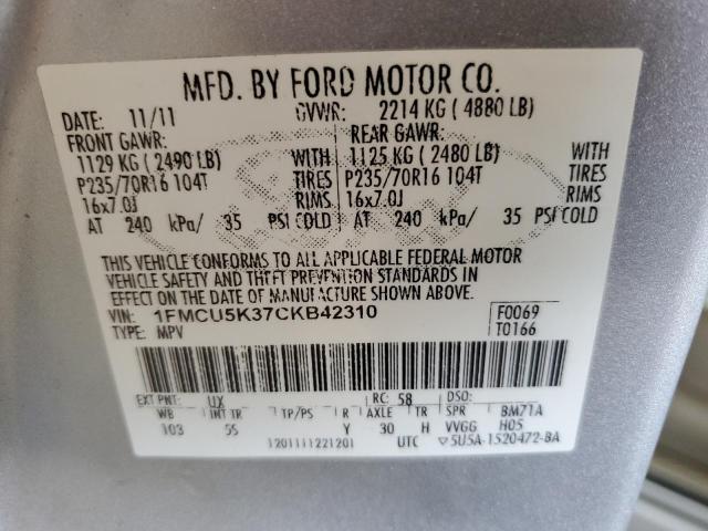 Photo 13 VIN: 1FMCU5K37CKB42310 - FORD ESCAPE HYB 