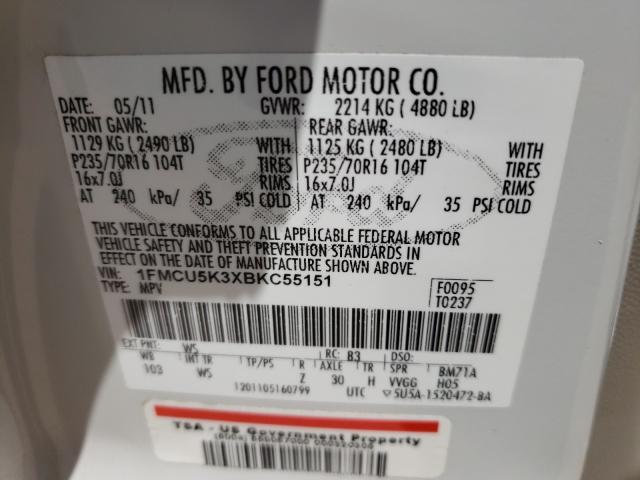 Photo 9 VIN: 1FMCU5K3XBKC55151 - FORD ESCAPE HYB 