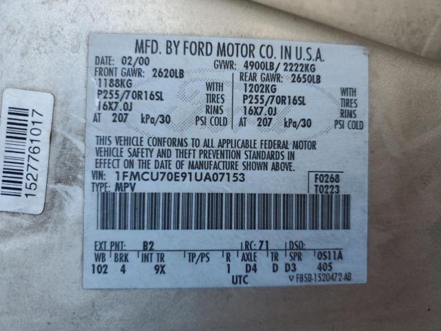 Photo 12 VIN: 1FMCU70E91UA07153 - FORD EXPLORER S 