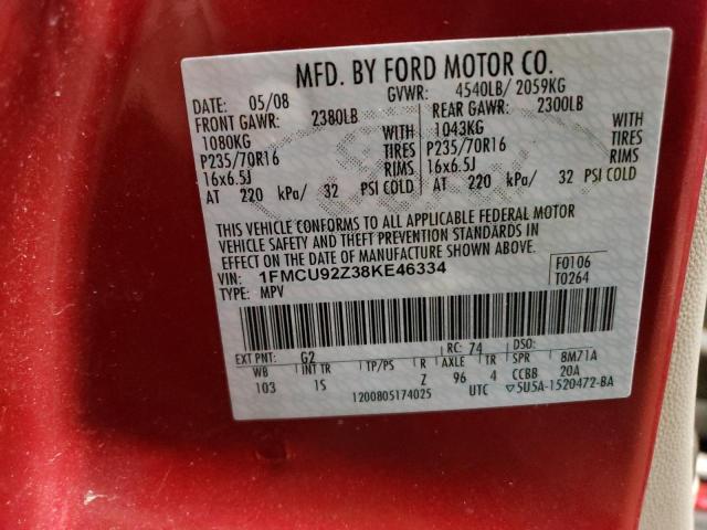 Photo 11 VIN: 1FMCU92Z38KE46334 - FORD ESCAPE 