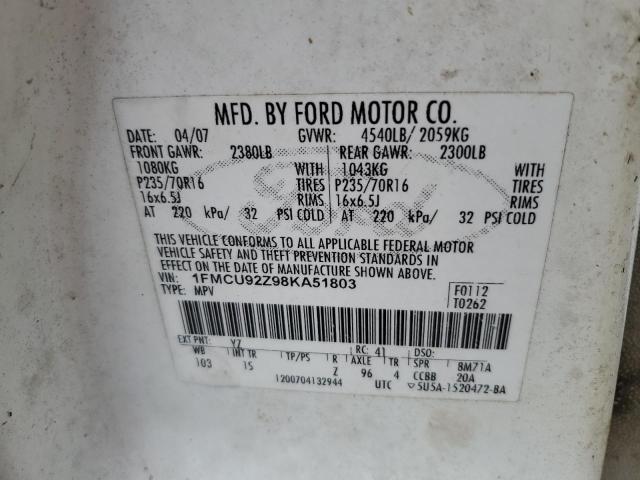 Photo 12 VIN: 1FMCU92Z98KA51803 - FORD ESCAPE 