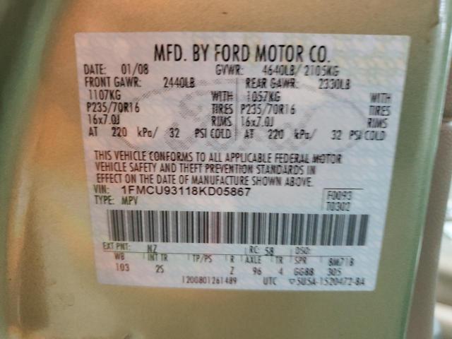 Photo 13 VIN: 1FMCU93118KD05867 - FORD ESCAPE XLT 