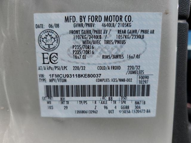 Photo 12 VIN: 1FMCU93118KE80037 - FORD ESCAPE XLT 