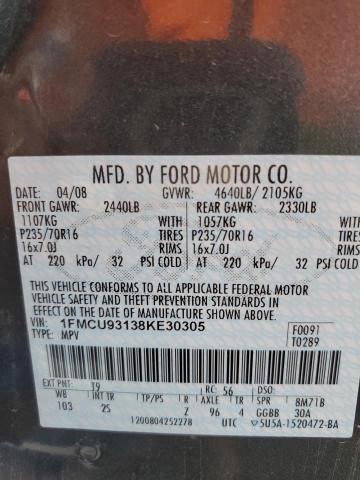 Photo 12 VIN: 1FMCU93138KE30305 - FORD ESCAPE XLT 