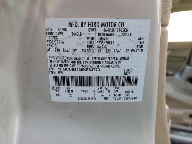 Photo 12 VIN: 1FMCU93138KE63773 - FORD ESCAPE 