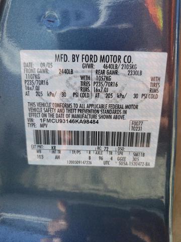 Photo 12 VIN: 1FMCU93146KA98484 - FORD ESCAPE XLT 