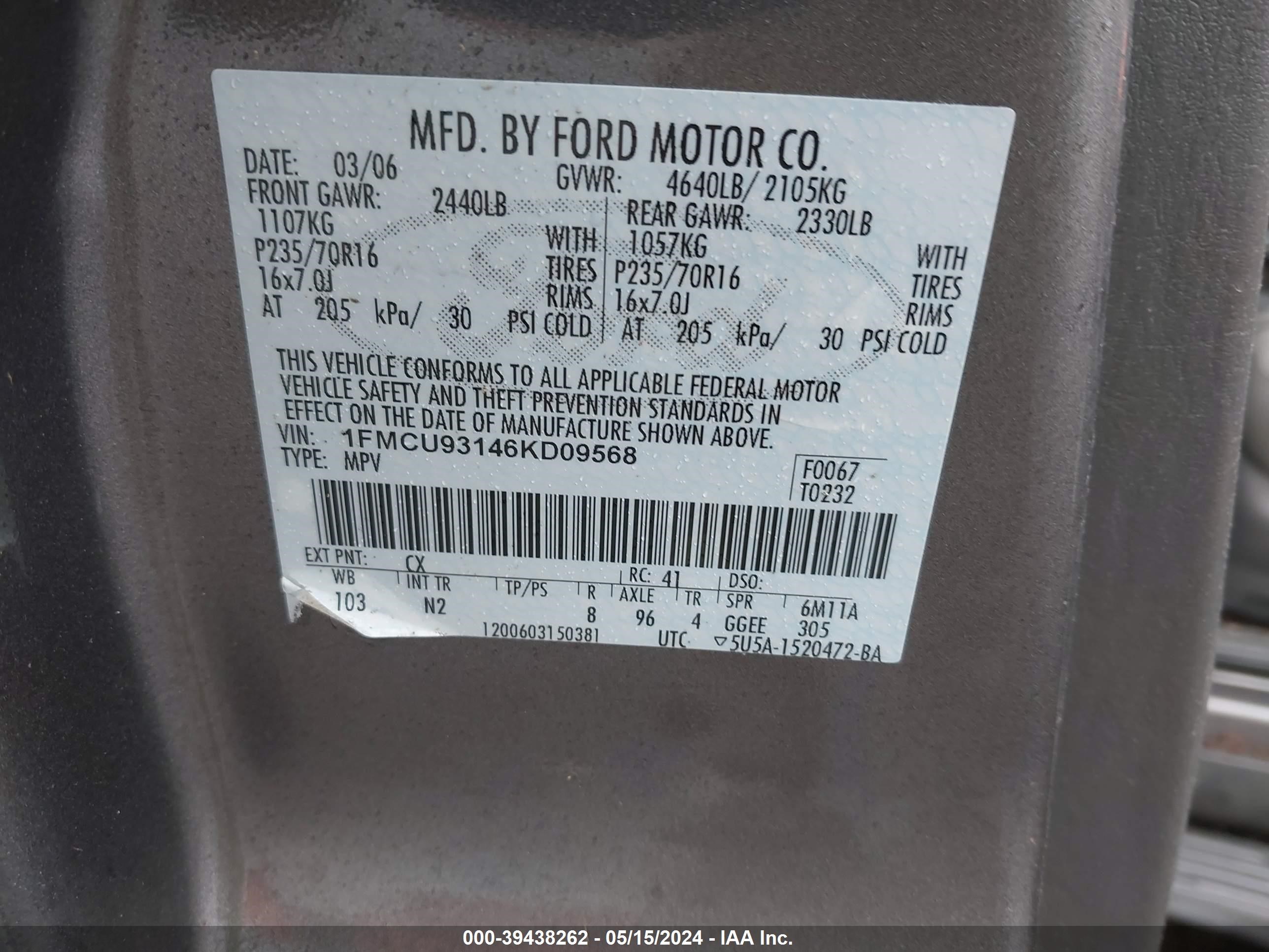 Photo 8 VIN: 1FMCU93146KD09568 - FORD ESCAPE 