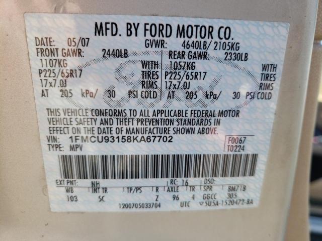 Photo 9 VIN: 1FMCU93158KA67702 - FORD ESCAPE 