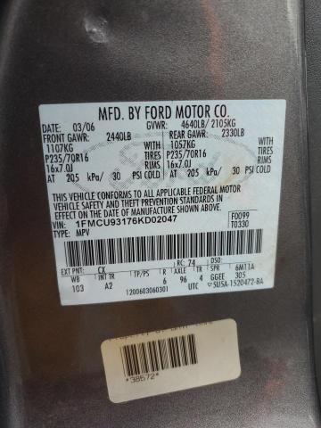 Photo 12 VIN: 1FMCU93176KD02047 - FORD ESCAPE 