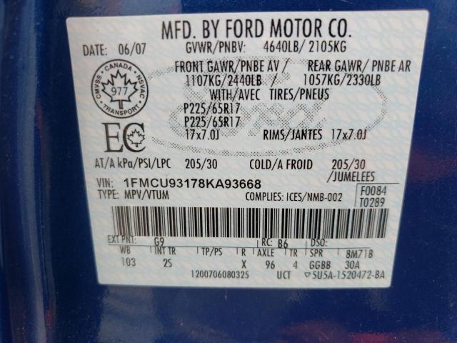 Photo 13 VIN: 1FMCU93178KA93668 - FORD ESCAPE XLT 