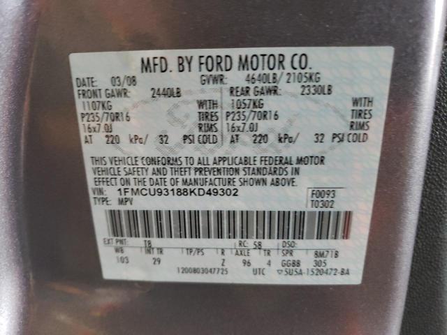 Photo 12 VIN: 1FMCU93188KD49302 - FORD ESCAPE XLT 