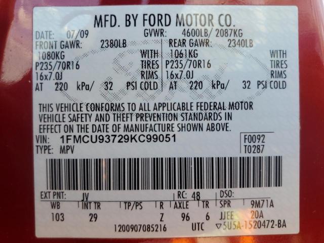 Photo 12 VIN: 1FMCU93729KC99051 - FORD ESCAPE 